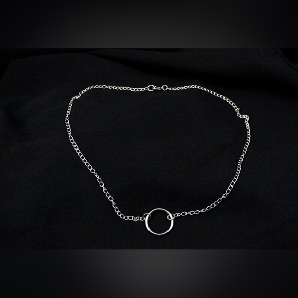 Silver 925 Gender Neutral/Unisex Circle Ring Hoop Charm Necklace